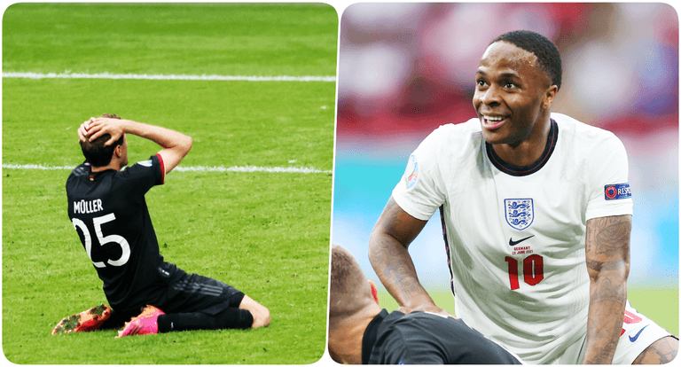 Fans are loving Raheem Sterling and his teammates’ reaction to Muller miss Fans are loving Raheem Sterling and his teammates’ reaction to Muller miss
