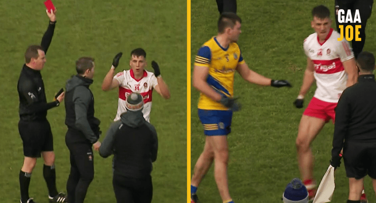 Shane McGuigan sent off in utterly shocking circumstances at end of Derry-Roscommon Shane McGuigan sent off in utterly shocking circumstances at end of Derry-Roscommon