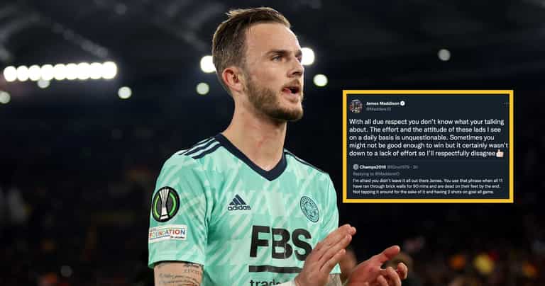 James Maddison hits back at fan who accused him of lack of effort James Maddison hits back at fan who accused him of lack of effort