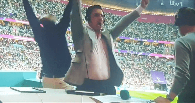 Roy Keane handled Gary Neville’s goal celebration as most Irish fans would Roy Keane handled Gary Neville’s goal celebration as most Irish fans would