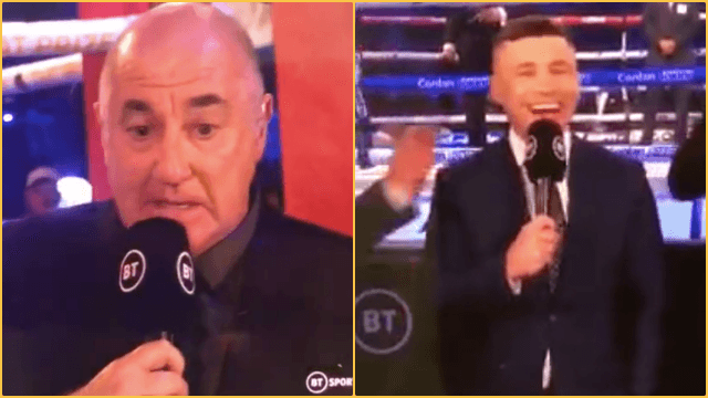 Carl Frampton cuts Steve Bunce off after repeatedly calling Michael Conlon British Carl Frampton cuts Steve Bunce off after repeatedly calling Michael Conlon British