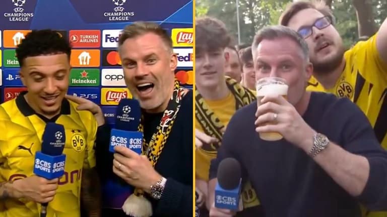 Jamie Carragher interviews Jadon Sancho after drinking ‘8 pints in Yellow Wall’ Jamie Carragher interviews Jadon Sancho after drinking ‘8 pints in Yellow Wall’