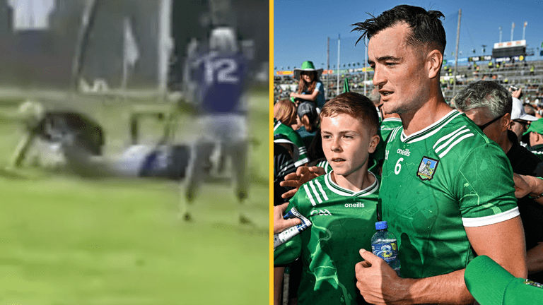 Footage shows red card hit which put Limerick star Kyle Hayes in hospital Footage shows red card hit which put Limerick star Kyle Hayes in hospital