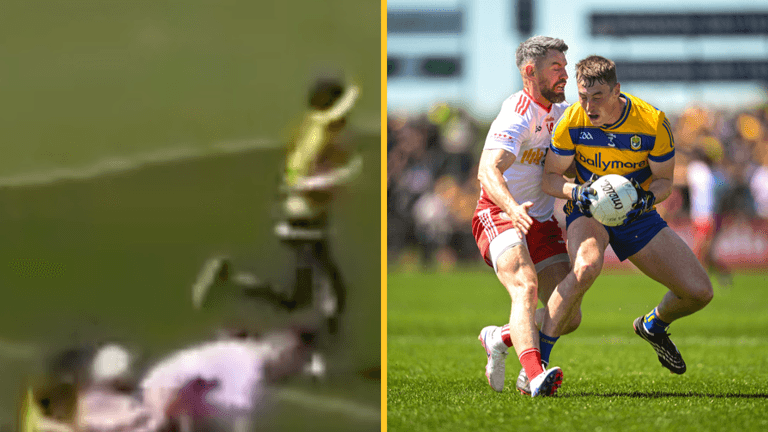 Roscommon fan gets revenge for loss by pushing Tyrone man over hoarding Roscommon fan gets revenge for loss by pushing Tyrone man over hoarding