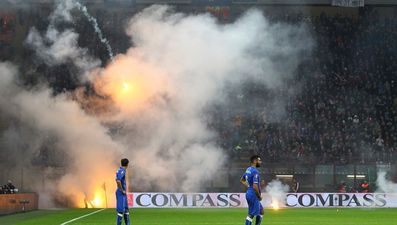 VINE: Serious crowd trouble at Italy-Croatia Euro qualifier