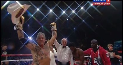 VIDEO: Watch Mickey Rourke finish a Golden Gloves champion earlier tonight