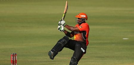 Cricketer’s bat goes flying after wild swing