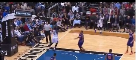 VINE: Minnesota Timberwolves player misses dunk but accidentally sets up three-pointer