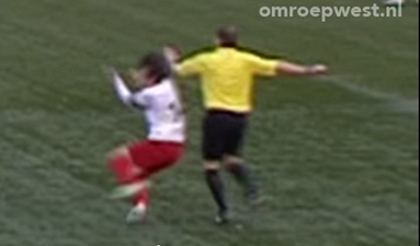 Video: Dutch referee accidentally breaks footballer’s nose with clothesline