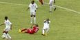 VIDEO: Trinidad player fakes injury to try avoid red card for vicious elbow