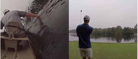 VIDEO: Golf trick shot attempt does not go well, not well at all