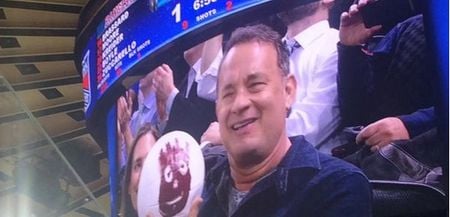 PIC: Tom Hanks took an old friend to the New York Rangers game last night