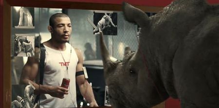 Video: Jose Aldo stars alongside a rhinoceros in surreal energy drink ad