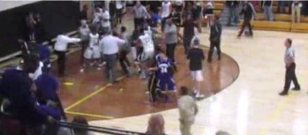 VIDEO: High school basketball game called off after full court brawl breaks out