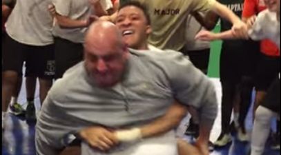 Video: High school coach takes on one of his football players in wrestling and it gets intense