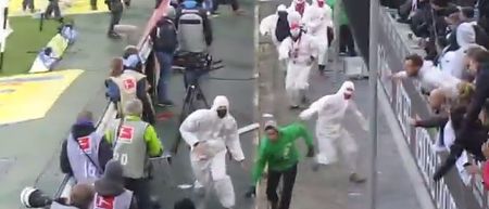 VIDEO: Scary pitch invasion as FC Koln concede a last minute goal to derby rivals Mönchengladbach