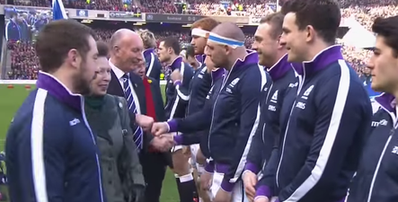 GIF: Scottish rugby president goes for fistbump instead of pre-game handshake