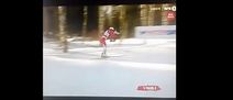 Video: Cross country skiiing fan runs straight into tree while trying to keep up with action