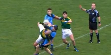 VIDEO: Dublin’s Denis Bastick gets black carded for nearly pulling the head off Kieran Donaghy