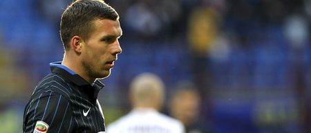 VINE: Arsenal loanee Lukas Podolski takes one of the worst corners we’ve ever seen for Inter Milan