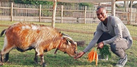 Pics: Goat-grabber Anthony Ujah makes amends with goat by attending its birthday party