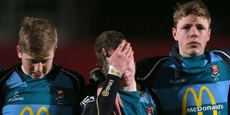 PIC: Teenage rugby player consoles his devastated opponent after tonight’s Munster junior semi-final