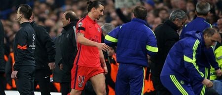 VINE: Zlatan Ibrahimovic, of all people, sees red on the half hour mark against Chelsea