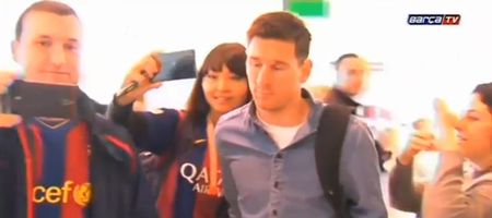 VIDEO: Lionel Messi is the saddest man in the world as he tolerates fan seeking selfie