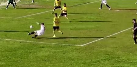 Video: Referee awards penalty after player accidentally fouls himself