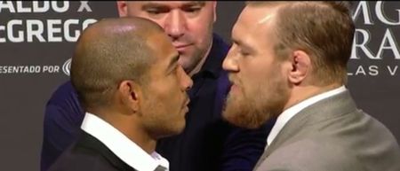 VIDEO: Conor McGregor and Jose Aldo squared off for the first time at UFC 189 press conference