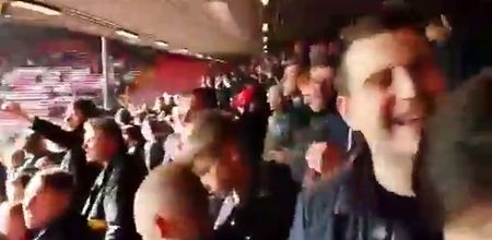 VIDEO: United fans are going nowhere as they stay on at Anfield to sing “Gerrard f**ked it up”