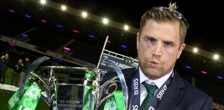 Pic: Jamie Heaslip and the Six Nations trophy were paid a visit by An Garda Síochána