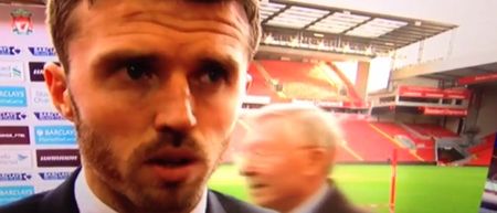 Video: Alex Ferguson gave Michael Carrick a playful shove in the back as he gave a post-match interview