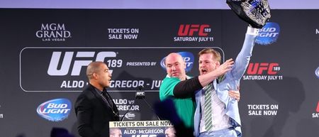 VINE: It almost all kicked off when Conor McGregor grabbed Jose Aldo’s belt this evening