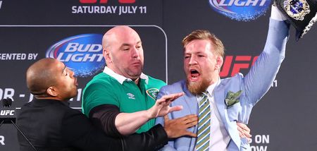 Video: Front-row footage of the chaos unleashed when Conor McGregor stole Jose Aldo’s belt