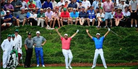 PIC: Shane Lowry and Padraig Harrington are really having the craic at the Par 3 at Augusta