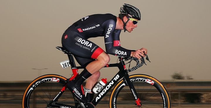 DOHA, QATAR - FEBRUARY 10:  Sam Bennett of Ireland and Bora-Argon 18 in action on stage three of the 2015 Tour of Qatar, a 10.9km individual time trial at the Lusail motor racing circuit, on February 10, 2015 in Doha, Qatar.  (Photo by Bryn Lennon/Getty Images)