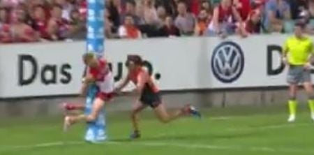 Video: Heavy hit sends AFL starlet flying into the post hard