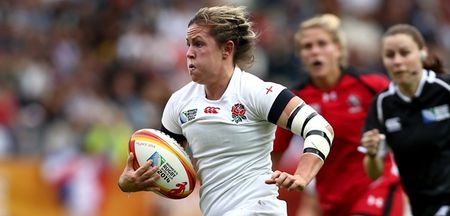 Video: England women’s rugby player does a George North and carries tackler down the field