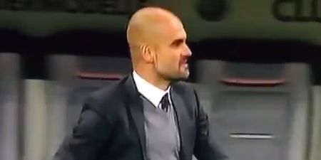 VINE: Pep Guardiola almost burst his pants again after Robert Lewandowski was clobbered