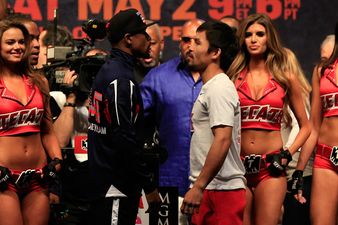 It’s on! Mayweather and Pacquiao both come in under the 147lb weight limit