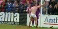 Video: Streaker runs the length of the pitch for selfie with goalkeeper, then falls over