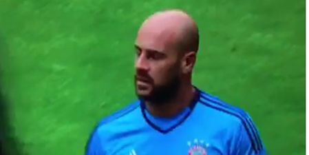 VINE: Getting a rare start for Bayern Munich clearly got the better of Pepe Reina today