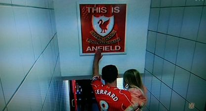 VINE: Majestic moment as Steven Gerrard touches This is Anfield sign for last time