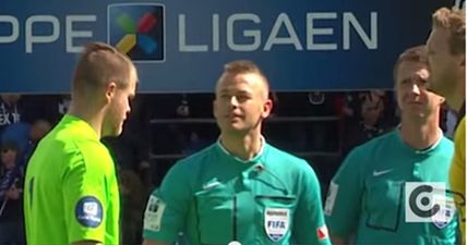 VIDEO: Norwegian referee needs to practice his coin tossing after pre-game effort lands on player’s head