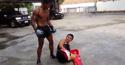 WATCH: Holding pads for Muay Thai legend Buakaw looks like the least fun thing in the world