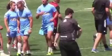 VINE: Say hello to rugby’s first ever (dancing) pitch invader dressed as a referee