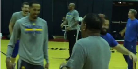 Video: 60-year-old coach fires up Golden State Warriors with dunk in practice