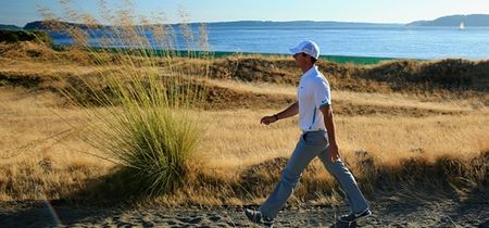 The shot of Rory McIlroy that shows just how ridiculous the Chambers Bay golf course really is