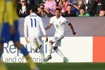 A Man United youngster blasted home a cracking volley for England U21s tonight